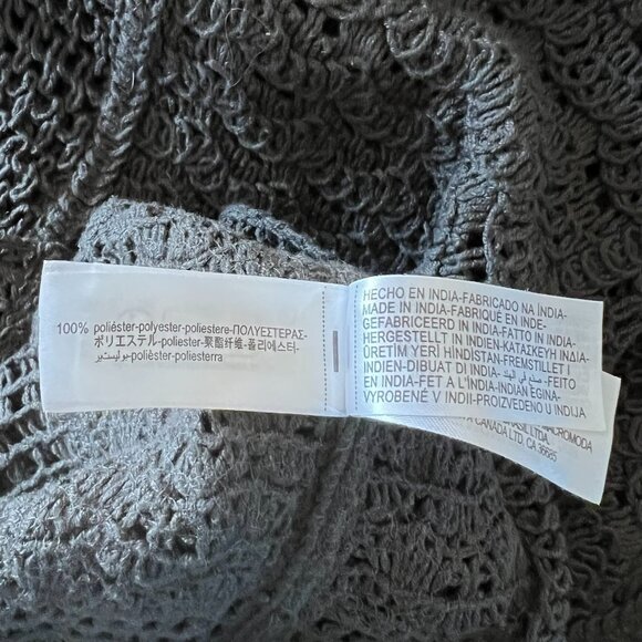 ZARA Collared Crochet Open Knit Polo Top Charcoal Boho Resort Layering L Preppy - Picture 7 of 7